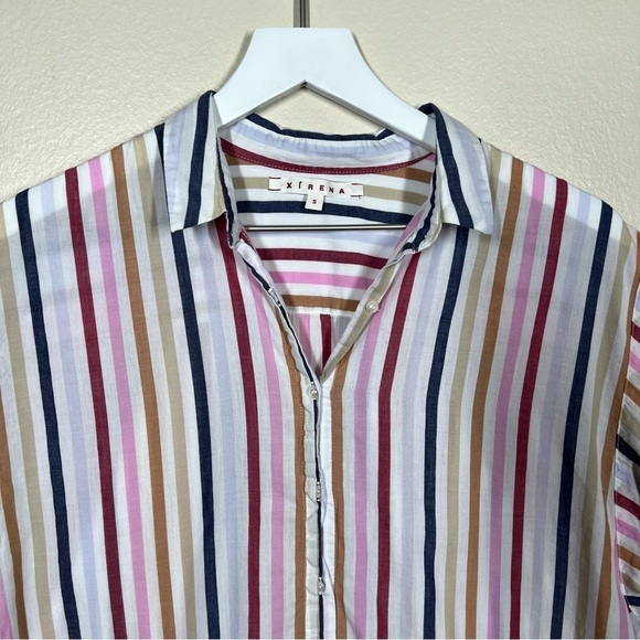 Xirena Womens Multicolor Stripe Le Marais Channing Button Up Shirt Size Small - Picture 2 of 8
